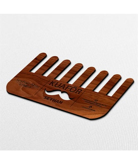 BK Gift Kişiye Özel Mesleki Kuaför & Erkek Kuaförü Ahşap Kartvizit (Model 2-6) 50 ADET
