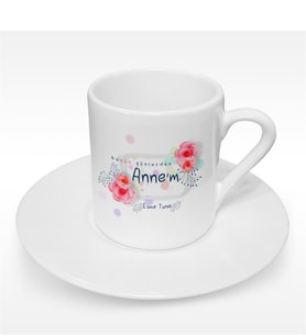 BK Gift Kişiye Özel Bugün Günlerden Canım Annem Tasarımlı Türk Kahvesi Fincanı - 1
