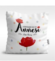 BK Gift Kişiye Özel Dünyanın En İyi Annesi Tasarımlı Beyaz  Yastık - 10