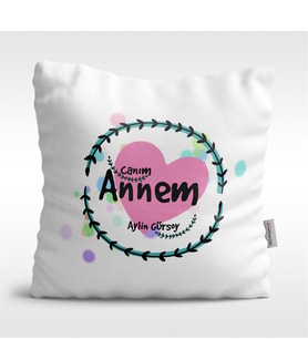 BK Gift Kişiye Özel Canım Annem Tasarımlı Beyaz  Yastık - 10