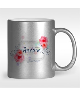 BK Gift Kişiye Özel Bugün Günlerden Canım Annem Tasarımlı Gümüş Yaldızlı Kupa Bardak - 1