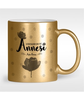 BK Gift Kişiye Özel Dünyanın En İyi Annesi Tasarımlı Altın Yaldızlı Kupa Bardak - 10