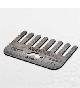 BK Gift Kişiye Özel Mesleki Kuaför & Erkek Kuaförü Ahşap Kartvizit (Model 2-5) 50 ADET