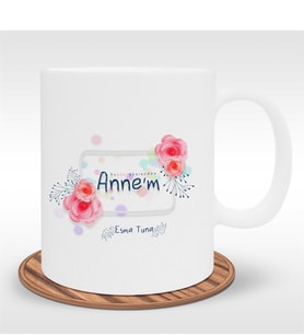 BK Gift Kişiye Özel Bugün Günlerden Annem Tasarımlı Beyaz Kupa Bardak - 1