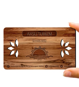 BK Gift Kişiye Özel Mesleki Turizm & Seyahat Ahşap Kartvizit (Model 1-8) 50 ADET