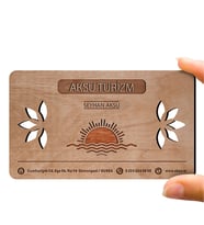 BK Gift Kişiye Özel Mesleki Turizm & Seyahat Ahşap Kartvizit (Model 1-5) 50 ADET