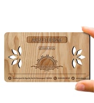 BK Gift Kişiye Özel Mesleki Turizm & Seyahat Ahşap Kartvizit (Model 1-2) 50 ADET