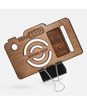BK Gift Kişiye Özel Mesleki Fotoğraf Stüdyosu Ahşap Kartvizit (Model 2-1) 50 ADET