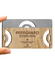 BK Gift Kişiye Özel Mesleki Fotoğrafçı Ahşap Kartvizit (Model 1-2) 50 ADET