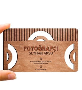 BK Gift Kişiye Özel Mesleki Fotoğrafçı Ahşap Kartvizit (Model 1-1) 50 ADET