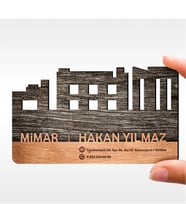 BK Gift Kişiye Özel Mesleki Mimar Ahşap Kartvizit (Model 1-5) 50 ADET