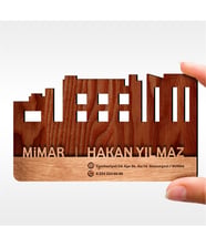 BK Gift Kişiye Özel Mesleki Mimar Ahşap Kartvizit (Model 1-4) 50 ADET