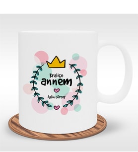 BK Gift Kişiye Özel Kraliçe Annem Tasarımlı Beyaz Kupa Bardak - 1