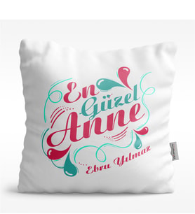 BK Gift Kişiye Özel En Güzel Anne Tasarımlı Beyaz  Yastık - 1