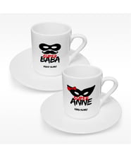BK Gift Kişiye Özel İkili Süper Anne & Baba Türk Kahvesi Fincanı Takımı - 1