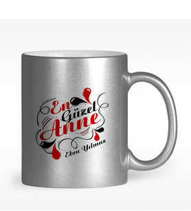 BK Gift Kişiye Özel En Güzel Anne Tasarımlı Gümüş Yaldızlı Kupa Bardak - 2