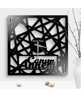 BK Gift Kişiye Özel Canım Annem Tasarımlı Büyük Ahşap Duvar Saati - Model 1-1