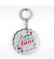 BK Gift Kişiye Özel En Güzel Anne Tasarımlı Ahşap Anahtarlık - 1