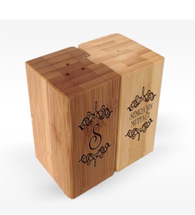 BK Gift Kişiye Özel Bambu Tuzluk & Biberlik