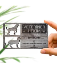 BK Gift Kişiye Özel Mesleki Veteriner Hekim Ahşap Kartvizit (Model 2-7) 50 ADET