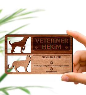BK Gift Kişiye Özel Mesleki Veteriner Hekim Ahşap Kartvizit (Model 2-6) 50 ADET