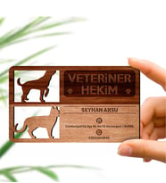 BK Gift Kişiye Özel Mesleki Veteriner Hekim Ahşap Kartvizit (Model 2-6) 50 ADET