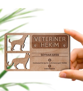 BK Gift Kişiye Özel Mesleki Veteriner Hekim Ahşap Kartvizit (Model 2-5) 50 ADET