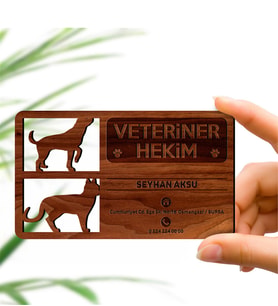 BK Gift Kişiye Özel Mesleki Veteriner Hekim Ahşap Kartvizit (Model 2-3) 50 ADET