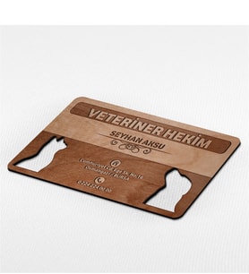 BK Gift Kişiye Özel Mesleki Veteriner Hekim Ahşap Kartvizit (Model 1-7) 50 ADET