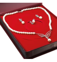 Chavin İnci Gümüş Kolye Küpe  Yüzük Takım Set ds34