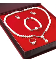 Chavin İnci Rose Gümüş Kolye Küpe Bileklik Yüzük Takım Set ds43