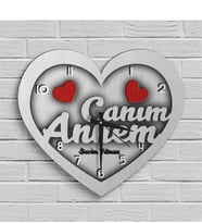 BK Gift Kişiye Özel Canım Annem Tasarımlı Ahşap Kalp Duvar Saati - 2