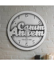 BK Gift Kişiye Özel Canım Annem Tasarımlı Ahşap Yuvarlak Duvar Saati - 5