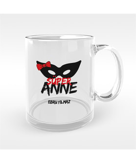 BK Gift Kişiye Özel Süper Anne Tasarımlı Cam Kupa Bardak - 1