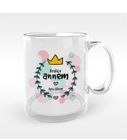 BK Gift Kişiye Özel Kraliçe Annem Tasarımlı Cam Kupa Bardak