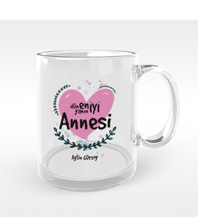 BK Gift Kişiye Özel Dünyanın En İyi Annesi Tasarımlı Cam Kupa Bardak - 11