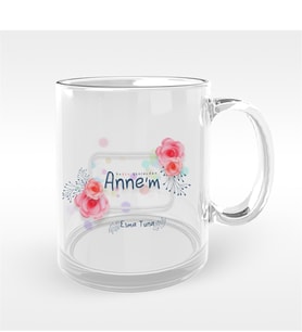 BK Gift Kişiye Özel Bugün Günlerden Annem Tasarımlı Cam Kupa Bardak