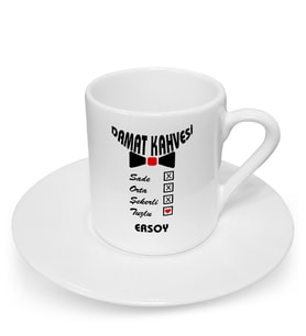 BK Gift Kişiye Özel Damat Kahvesi Türk Kahvesi Fincanı - 1