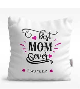 BK Gift Kişiye Özel En İyi Anne Tasarımlı Beyaz  Yastık - 6