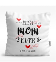 BK Gift Kişiye Özel En İyi Anne Tasarımlı Beyaz  Yastık - 5