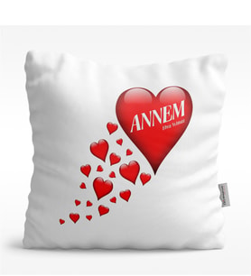 BK Gift Kişiye Özel Annem Tasarımlı Beyaz  Yastık - 1