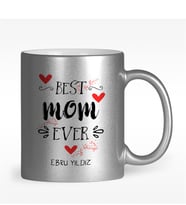 BK Gift Kişiye Özel En İyi Anne Tasarımlı Gümüş Yaldızlı Kupa Bardak - 5