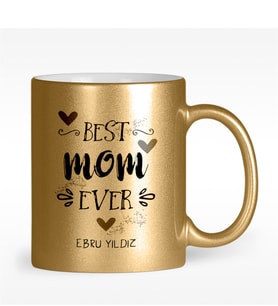 BK Gift Kişiye Özel En İyi Anne Tasarımlı Altın Yaldızlı Kupa Bardak - 5