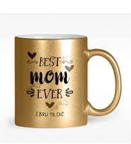 BK Gift Kişiye Özel En İyi Anne Tasarımlı Altın Yaldızlı Kupa Bardak - 5