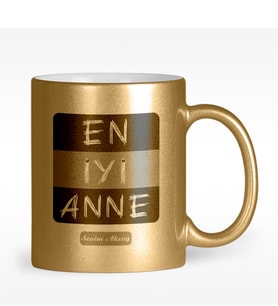 BK Gift Kişiye Özel En İyi Anne Tasarımlı Altın Yaldızlı Kupa Bardak - 2
