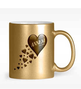 BK Gift Kişiye Özel Annem Tasarımlı Altın Yaldızlı Kupa Bardak - 1