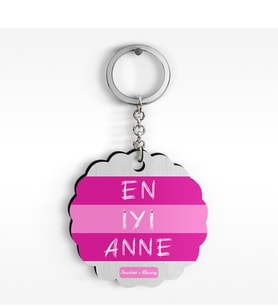 BK Gift Kişiye Özel En İyi Anne Tasarımlı Ahşap Anahtarlık - 2