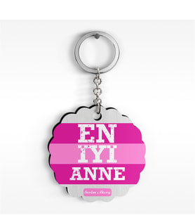 BK Gift Kişiye Özel En İyi Anne Tasarımlı Ahşap Anahtarlık - 1