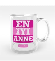 BK Gift Kişiye Özel En İyi Anne Tasarımlı Cam Kupa Bardak - 1