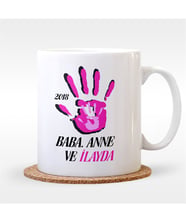 BK Gift Kişiye Özel Baba Anne Ve Ben Tasarımlı Beyaz Kupa Bardak - 1